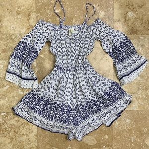 Off Shoulder Strap Romper Strtch Pckts S